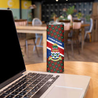 Cayman Islands Xmas Skinny Tumbler Christmas Plaid Turtle and Coat of Arms Red Green Blue - Wonder Print Shop