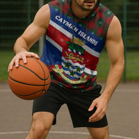 Cayman Islands Xmas Sleeveless Hoodie Christmas Plaid Turtle and Coat of Arms Red Green Blue - Wonder Print Shop