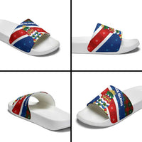 Cayman Islands Xmas Slide Sandals Christmas Plaid Turtle and Coat of Arms Red Green Blue - Wonder Print Shop