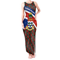 Cayman Islands Xmas Tank Maxi Dress Christmas Plaid Turtle and Coat of Arms Red Green Blue - Wonder Print Shop
