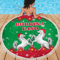 Christmas Burkina Faso Beach Blanket Snowflake Horses and Coat of Arms - Wonder Print Shop
