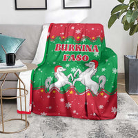 Christmas Burkina Faso Blanket Snowflake Horses and Coat of Arms - Wonder Print Shop