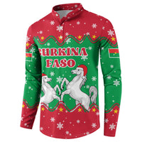 Christmas Burkina Faso Button Sweatshirt Snowflake Horses and Coat of Arms - Wonder Print Shop