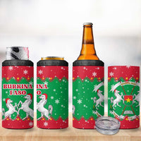 Christmas Burkina Faso 4 in 1 Can Cooler Tumbler Snowflake Horses and Coat of Arms - Wonder Print Shop