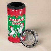 Christmas Burkina Faso 4 in 1 Can Cooler Tumbler Snowflake Horses and Coat of Arms - Wonder Print Shop