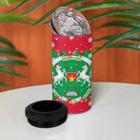 Christmas Burkina Faso 4 in 1 Can Cooler Tumbler Snowflake Horses and Coat of Arms - Wonder Print Shop