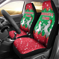 Christmas Burkina Faso Car Seat Cover Snowflake Horses and Coat of Arms - Wonder Print Shop