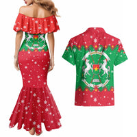 Christmas Burkina Faso Couples Matching Mermaid Dress and Hawaiian Shirt Snowflake Horses and Coat of Arms - Wonder Print Shop