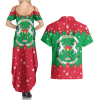 Christmas Burkina Faso Couples Matching Summer Maxi Dress and Hawaiian Shirt Snowflake Horses and Coat of Arms - Wonder Print Shop