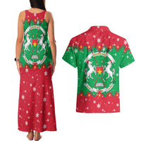 Christmas Burkina Faso Couples Matching Tank Maxi Dress and Hawaiian Shirt Snowflake Horses and Coat of Arms - Wonder Print Shop