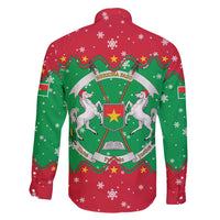 Christmas Burkina Faso Family Matching Short Sleeve Bodycon Dress and Hawaiian Shirt Snowflake Horses and Coat of Arms - Wonder Print Shop