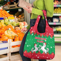 Christmas Burkina Faso Grocery Bag Snowflake Horses and Coat of Arms - Wonder Print Shop