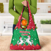 Christmas Burkina Faso Grocery Bag Snowflake Horses and Coat of Arms - Wonder Print Shop