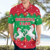 Christmas Burkina Faso Hawaiian Shirt Snowflake Horses and Coat of Arms - Wonder Print Shop