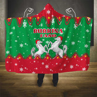 Christmas Burkina Faso Hooded Blanket Snowflake Horses and Coat of Arms - Wonder Print Shop