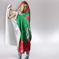 Christmas Burkina Faso Hooded Blanket Snowflake Horses and Coat of Arms - Wonder Print Shop