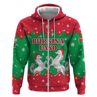 Christmas Burkina Faso Hoodie Snowflake Horses and Coat of Arms - Wonder Print Shop