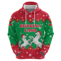 Christmas Burkina Faso Hoodie Snowflake Horses and Coat of Arms - Wonder Print Shop