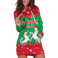 Christmas Burkina Faso Hoodie Dress Snowflake Horses and Coat of Arms - Wonder Print Shop