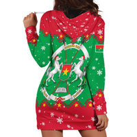 Christmas Burkina Faso Hoodie Dress Snowflake Horses and Coat of Arms - Wonder Print Shop