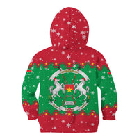 Christmas Burkina Faso Kid Hoodie Snowflake Horses and Coat of Arms - Wonder Print Shop