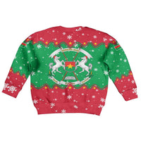Christmas Burkina Faso Kid Ugly Christmas Sweater Snowflake Horses and Coat of Arms - Wonder Print Shop