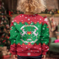 Christmas Burkina Faso Kid Ugly Christmas Sweater Snowflake Horses and Coat of Arms - Wonder Print Shop