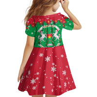 Christmas Burkina Faso Kid Short Sleeve Dress Snowflake Horses and Coat of Arms - Wonder Print Shop
