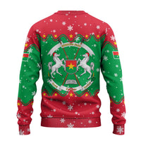 Christmas Burkina Faso Ugly Christmas Sweater Snowflake Horses and Coat of Arms - Wonder Print Shop