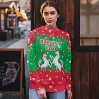 Christmas Burkina Faso Ugly Christmas Sweater Snowflake Horses and Coat of Arms - Wonder Print Shop