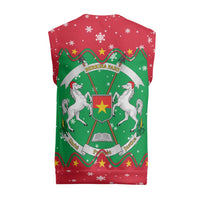 Christmas Burkina Faso Christmas Knitted V-Neck Vest Snowflake Horses and Coat of Arms - Wonder Print Shop