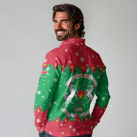 Christmas Burkina Faso Long Sleeve Polo Shirt Snowflake Horses and Coat of Arms - Wonder Print Shop