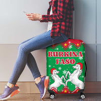 Christmas Burkina Faso Luggage Cover Snowflake Horses and Coat of Arms - Wonder Print Shop