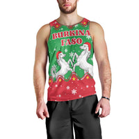 Christmas Burkina Faso Men Tank Top Snowflake Horses and Coat of Arms - Wonder Print Shop