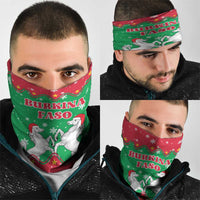 Christmas Burkina Faso Neck Gaiter Snowflake Horses and Coat of Arms - Wonder Print Shop