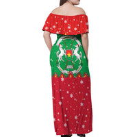 Christmas Burkina Faso Off Shoulder Maxi Dress Snowflake Horses and Coat of Arms - Wonder Print Shop