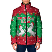 Christmas Burkina Faso Padded Jacket Snowflake Horses and Coat of Arms - Wonder Print Shop