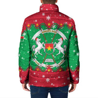 Christmas Burkina Faso Padded Jacket Snowflake Horses and Coat of Arms - Wonder Print Shop