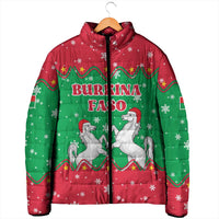 Christmas Burkina Faso Padded Jacket Snowflake Horses and Coat of Arms - Wonder Print Shop