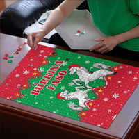 Christmas Burkina Faso Puzzle Snowflake Horses and Coat of Arms - Wonder Print Shop
