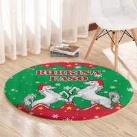 Christmas Burkina Faso Round Carpet Snowflake Horses and Coat of Arms - Wonder Print Shop