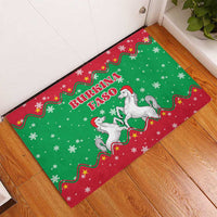 Christmas Burkina Faso Rubber Doormat Snowflake Horses and Coat of Arms - Wonder Print Shop