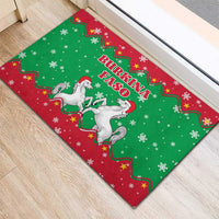 Christmas Burkina Faso Rubber Doormat Snowflake Horses and Coat of Arms - Wonder Print Shop