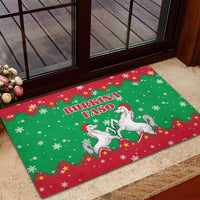 Christmas Burkina Faso Rubber Doormat Snowflake Horses and Coat of Arms - Wonder Print Shop