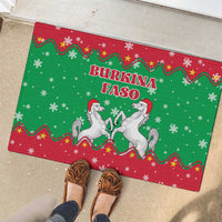Christmas Burkina Faso Rubber Doormat Snowflake Horses and Coat of Arms - Wonder Print Shop