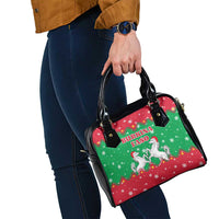 Christmas Burkina Faso Shoulder Handbag Snowflake Horses and Coat of Arms - Wonder Print Shop