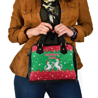 Christmas Burkina Faso Shoulder Handbag Snowflake Horses and Coat of Arms - Wonder Print Shop