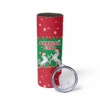 Christmas Burkina Faso Skinny Tumbler Snowflake Horses and Coat of Arms - Wonder Print Shop