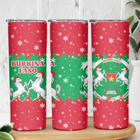 Christmas Burkina Faso Skinny Tumbler Snowflake Horses and Coat of Arms - Wonder Print Shop