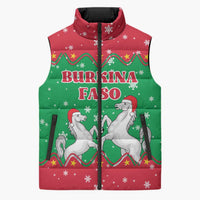 Christmas Burkina Faso Sleeveless Puffer Jacket Snowflake Horses and Coat of Arms - Wonder Print Shop